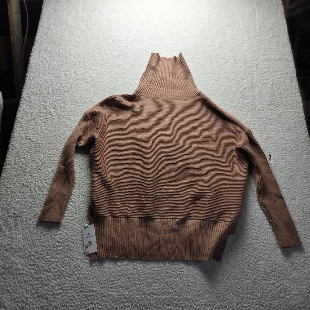 Lillusory Sweater Womens XL Brown Turtleneck Long Sleeve Ribbed Knit Pullover